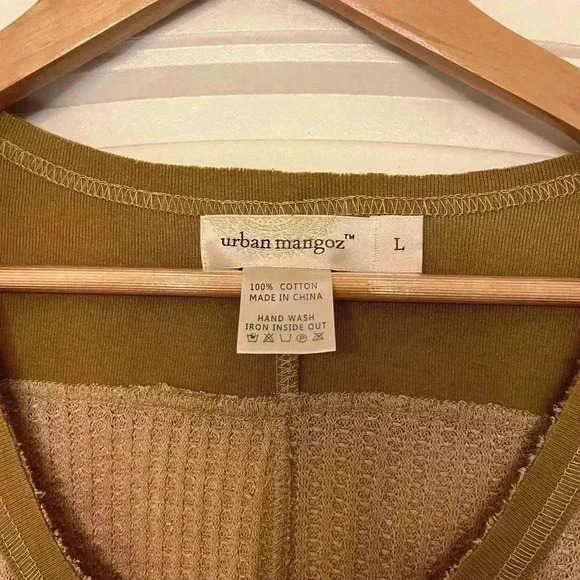 Urban Mangoz Boho style oversized high low waffle knit short sleeve top large - Picture 5 of 7